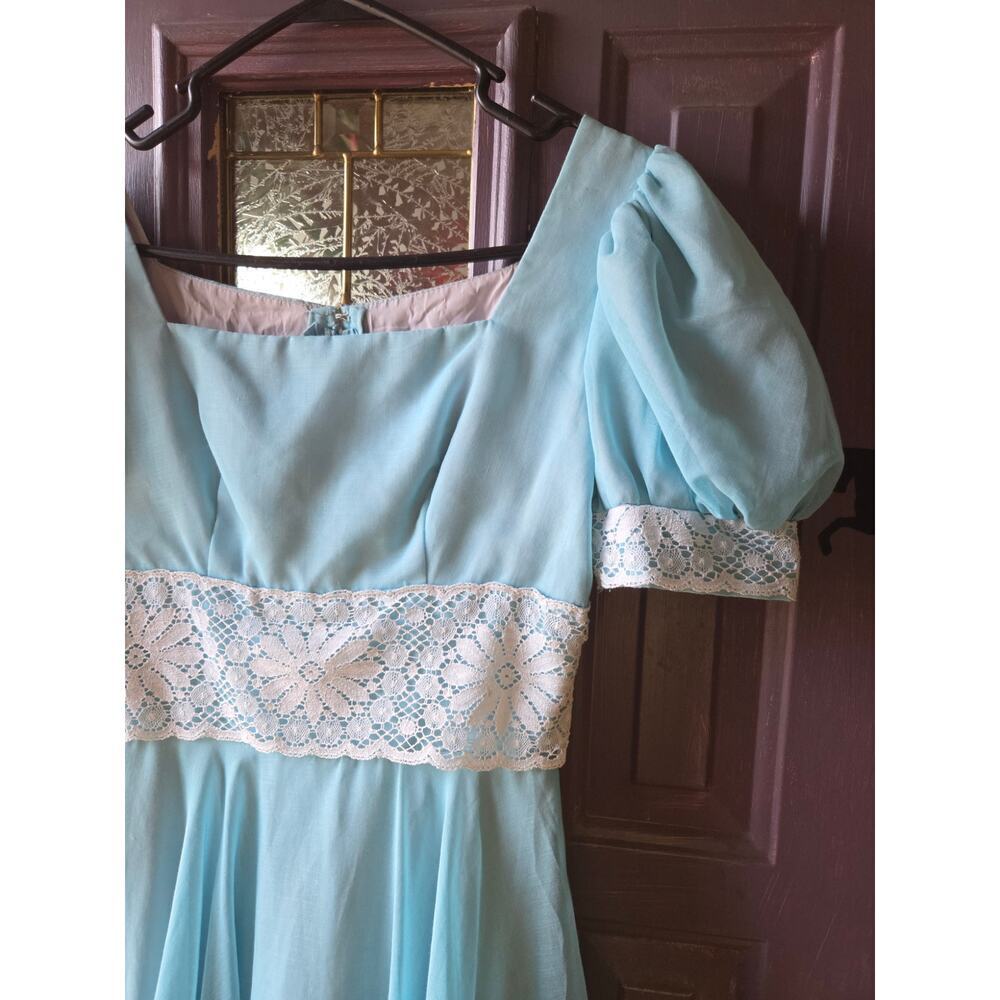 Vintage Lorrie Deb Dress Union Made In USA 1960's Womens Size 5/6 Robin Egg Blue - Picture 2 of 9